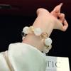 Natural Lemon Yellow Quartz Snow Phantom Crystal Beaded Bracelet Women Large 16mm Round Beads Handmade Single Loop INS