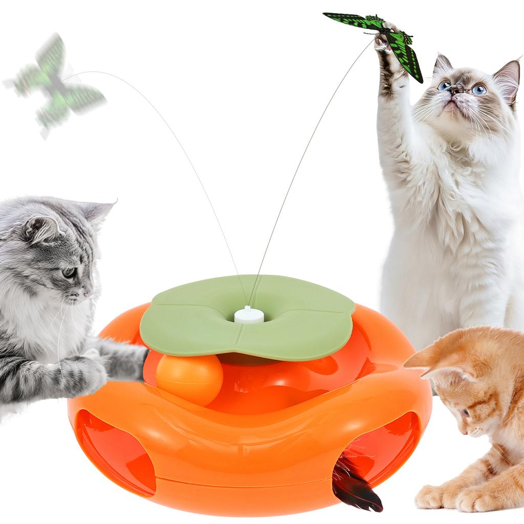 3 in 1 Smart Cat Toys Automatic Rotating Butterfly Wand Feather Fun Ball Toy Set For Cat Dog Electronic Interactive Pet Toy