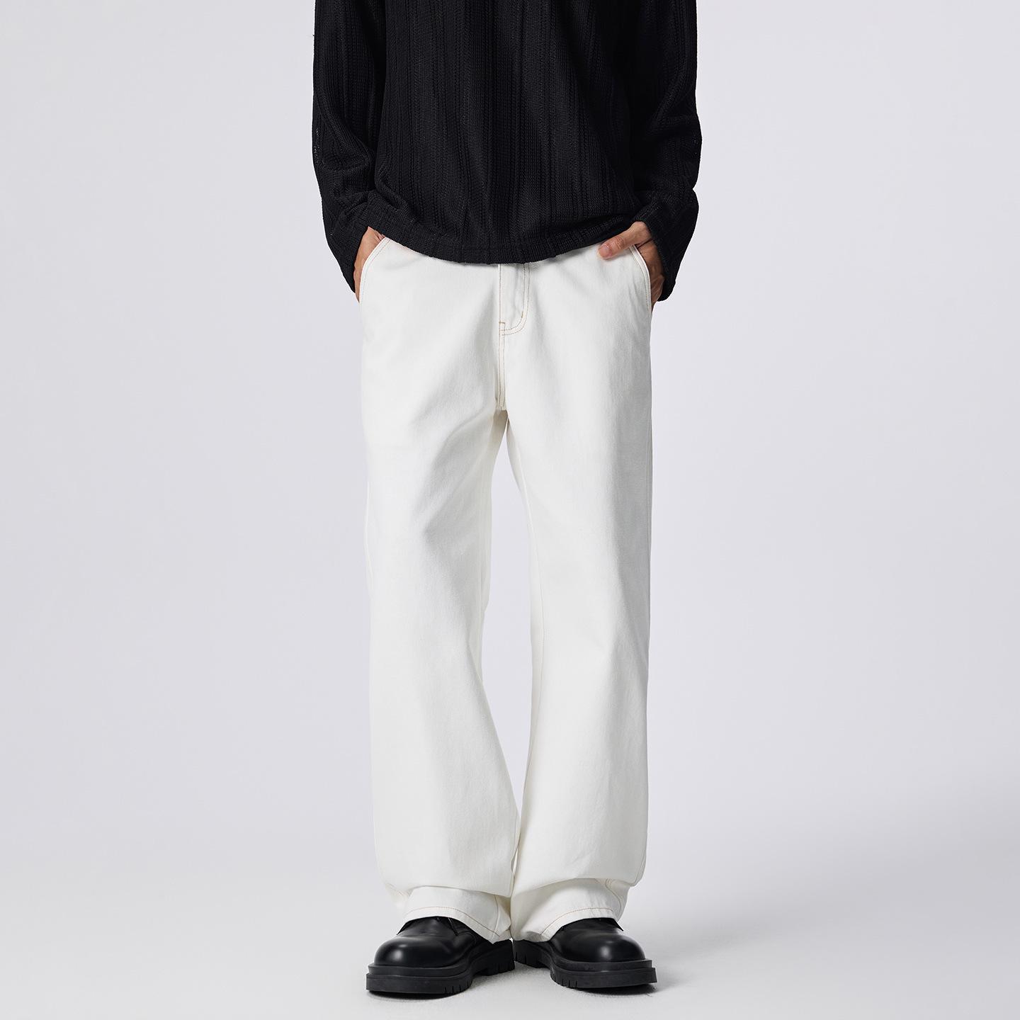 

Мужские белые вареные джинсы из хлопка свободного прямого кроя - Коллекция Осень 2025 XL белый