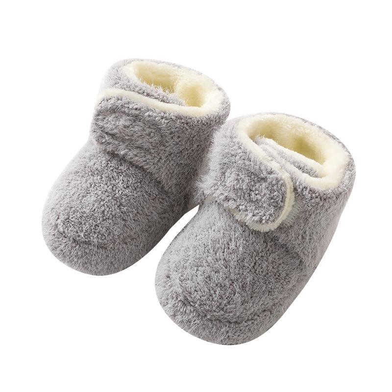 First Walker Soft Sole Non-Slip Baby Shoes & Socks - Thickened for Warmth, Solid Color, Perfect for Autumn/Winter, Newborn to Toddler Floorsocks