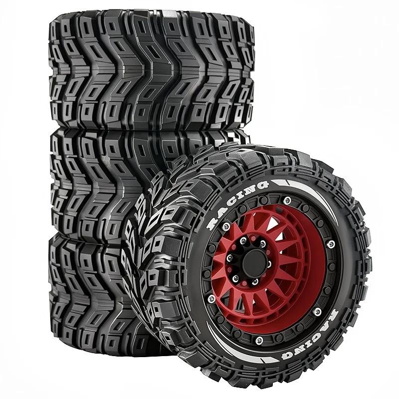 4pcs 90mm Rubber Tires Wheels for MJX 16207/16208 HBX 16889 SCY 16101/16102 Traxxas 1/16 Summit E-Revo ARRMA Mini Kraton