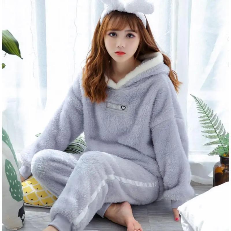 Winter Thick Warm Flannel Pajamas Sets for Women Sleepwear Home Clothing Pajama Home Wear Pyjamas Set