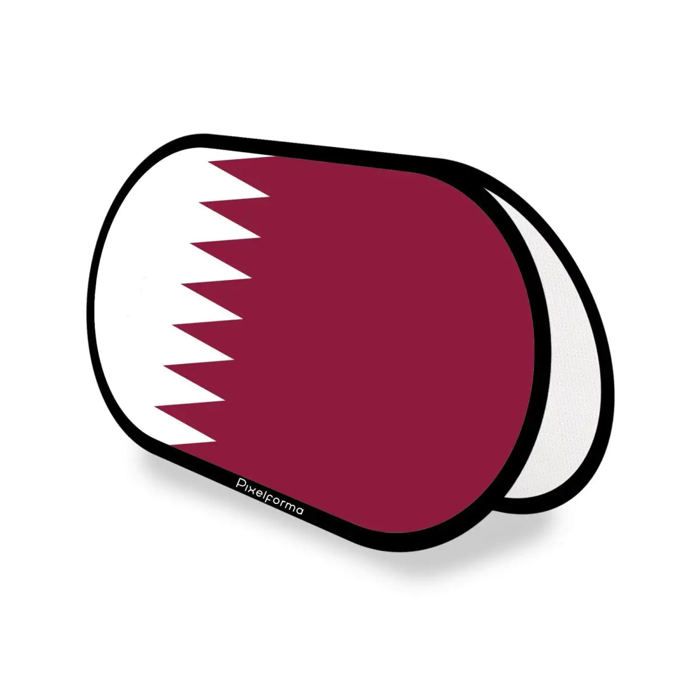 Drapeau Ovale - Qatar - 70 x 120 cm - Polyester - Impression recto/verso - Pliable rétractable