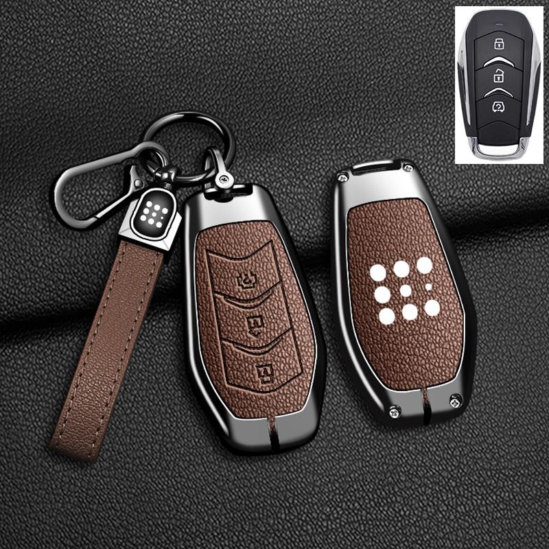For Dongfeng DFSK 600 Fengon 580 Evolute I-Space I-Pro Landian E5 Keychain Zinc Alloy Leather Car Key Case Cover Accessories