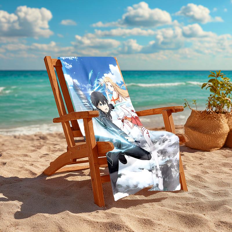 1pc Sword Art Online2 Beach Towel, Comfortable and Thick, and Swimming/Bath/Picnic/Camping Towel, Suitable for Seaside Beaches
