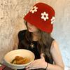 Korean Style Crochet Flower Knitted Hat Sweet Bucket Hat Cute Beanies Hat  Apparel Accessories