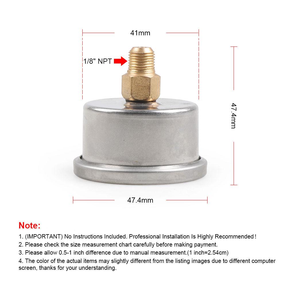 45mm Gauge Adjustable Fuel Pressure Regulator Gauge 0-60psi 0-100psi Liquid Chrome Black Universal