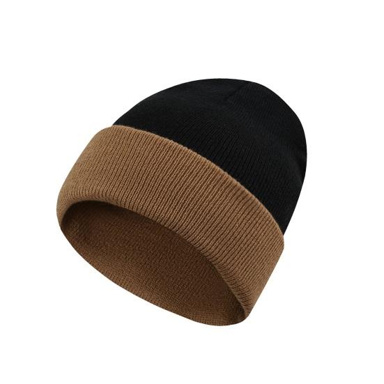 

Knitted Hat Warm Stretchy Cuffed Color Block Design Winter Hat Perfect Fit Outdoor Travel Cycling Cold Weather Adult