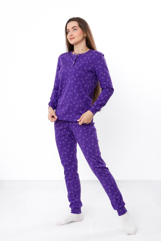 Women's cozy pajamas – Heart pattern, top with buttons, Any season 8268-016 HC