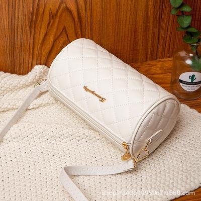 Summer New Women's Cylindrical Messenger Bag Cylindrical Rhombus Chain Bag Student Cylindrical Pillow Bag Women