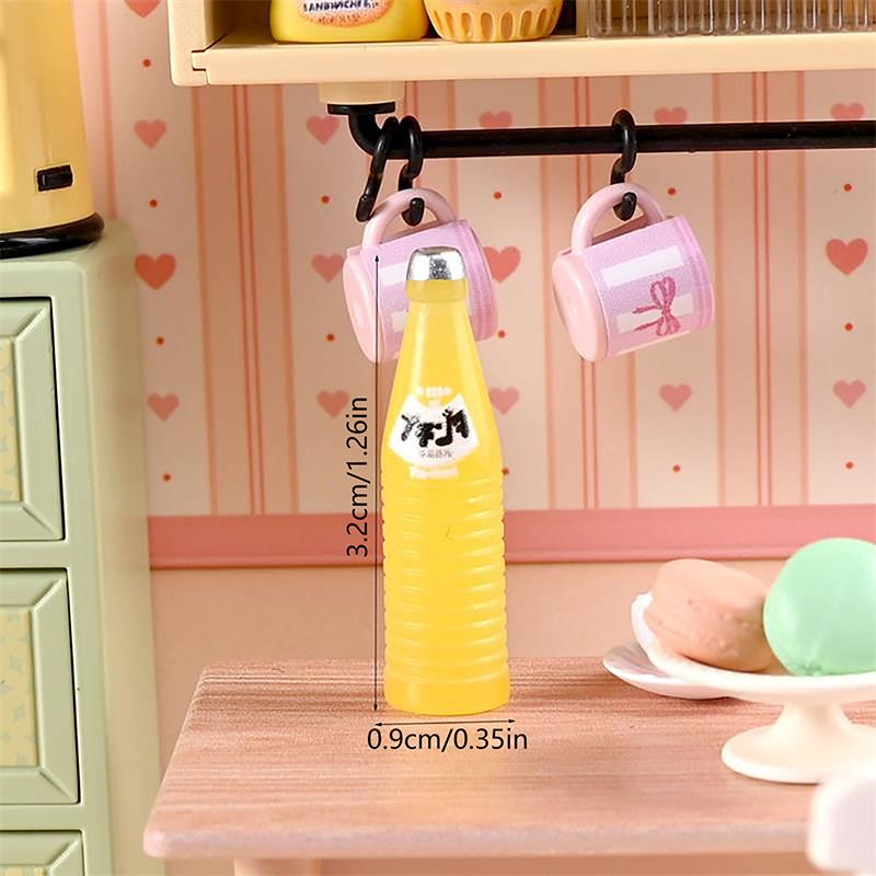 10Pcs Miniature Food Model Toy Sprite Soda Bottle 1:12 Dollhouse Accessory Kids Toy Dollhouse Kitchen Ornaments Photography Prop