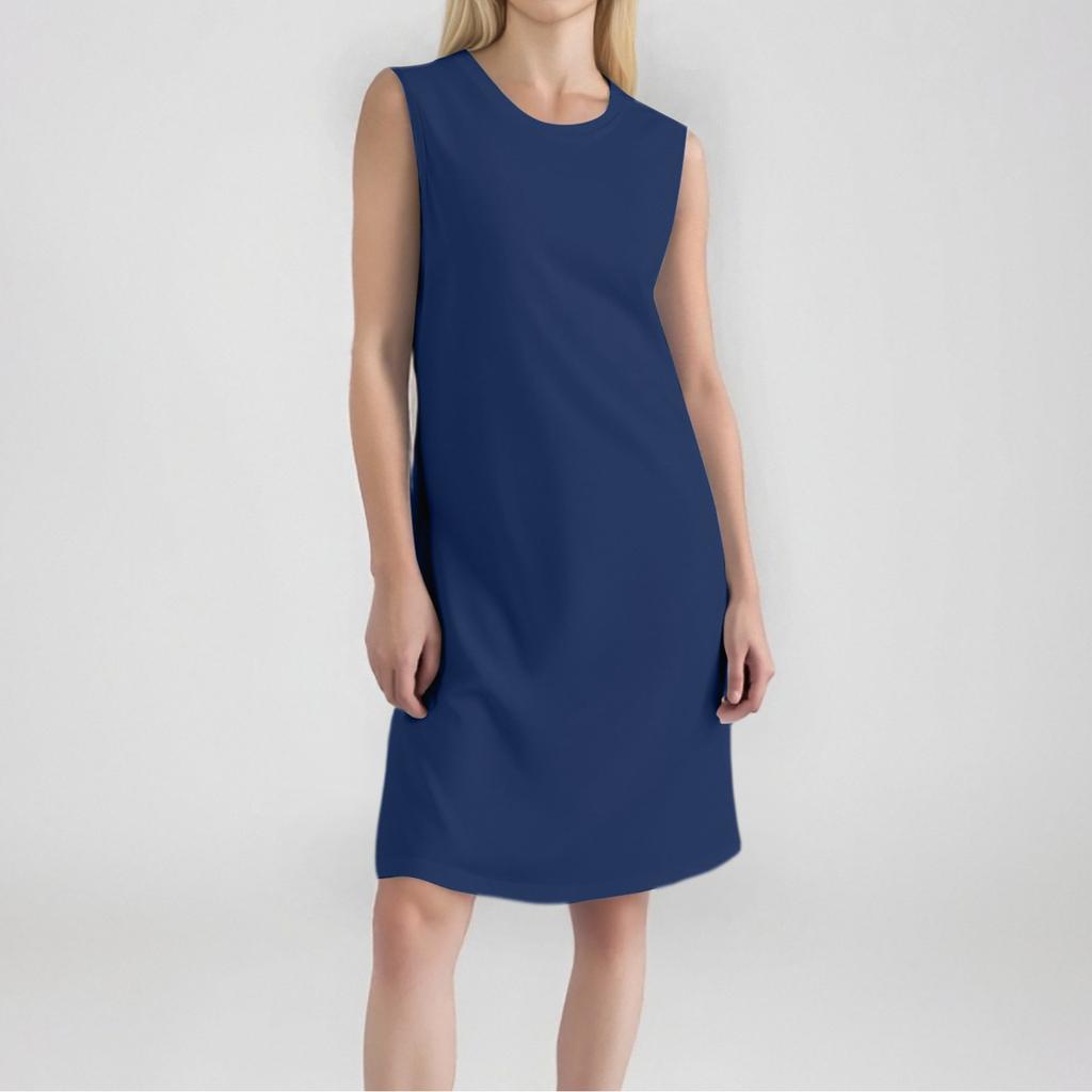 Women's Fashion Casual Color Round Neck Sleeveless Short Dress