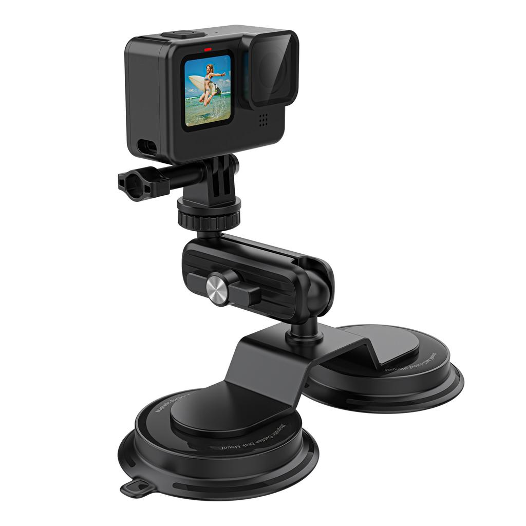 K03-2 For Insta360/GoPro Action Camera Bracket Magnetic Dual Suction Cup Rotatable Camera Stand