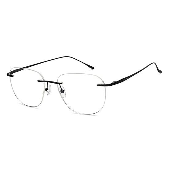 John Jacobs | Montura Negra Forma Cuadrada Sin Montura Lentes para Ordenador de Luz Azul y Antirreflejos de Potencia Cero Para Hombre y Mujer | Grande | JJ E12634