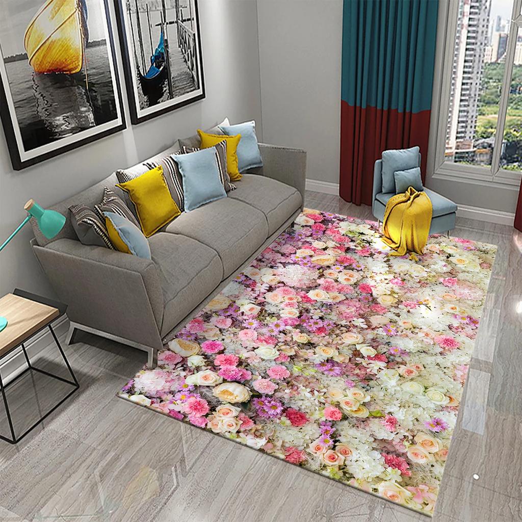 Tapete de Flores Amarelas Lindo Tapete Floral em Flor Tapetes de Área Retangulares para Mulheres Tapete de Yoga para Adultos Sala de Estar Tapete de Chão Decorativo