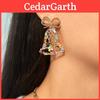 Boucles d'oreilles pendantes élégantes en alliage géométrique avec cloche en cristal tendance chic pour femmes