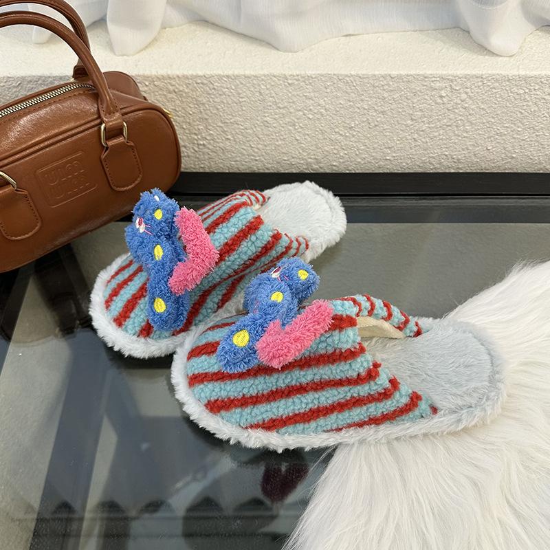 

Милые мультяшные аксессуары Yin Tao тапочки Mao Mao женские осень-зима 2025 новая уличная одежда домашние хлопковые тапочки модная обувь 41 синий