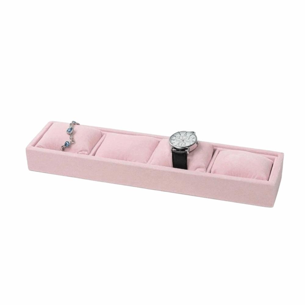 4 Slots Velvet Jewelry Organizer with Soft Pillow Watches Display Holder  Bracelet Bangle Watches