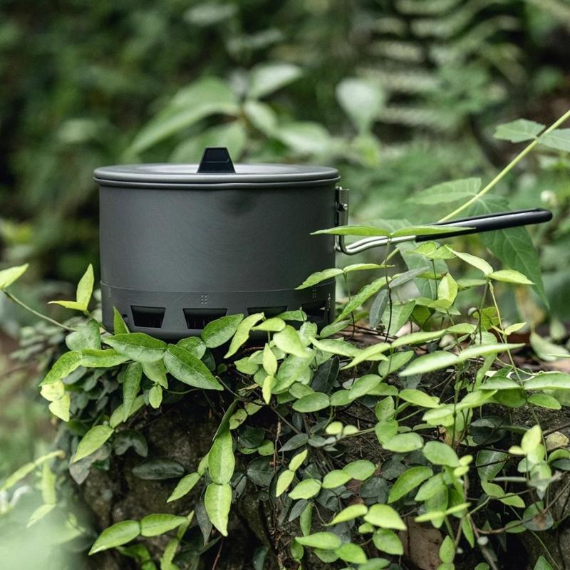 Windproof Outdoor Cooking Pot Heat Exchange Camping Cooking Pot Replacement Light Weight Camping Cookware Easy to Use