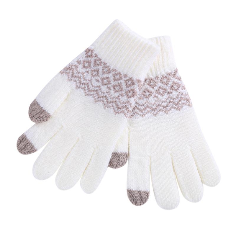 Women Men Fashion Winter Knitted Warm Driving Cycling Gloves Outdoor Thickened Touch Screen Gloves Jacquard Gloves for Cold Weather