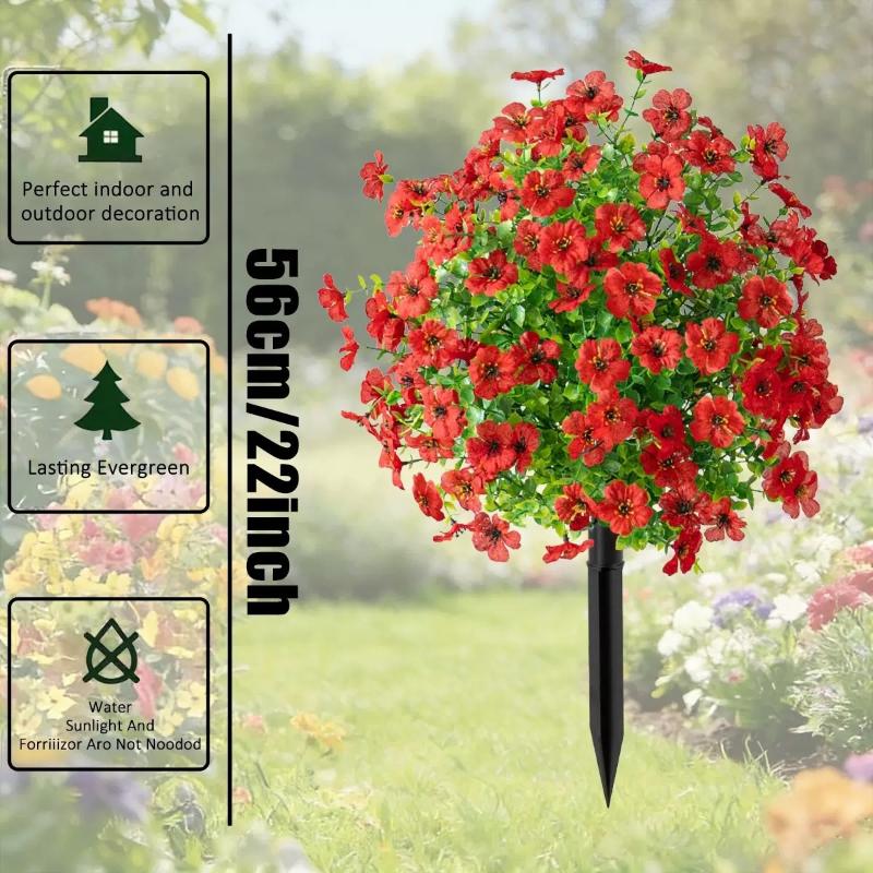 Artificial Flower,Artificial Petunias With Ground Stake, 18" Outdoor Faux Flowers For Garden, Yard, Planter And Porch