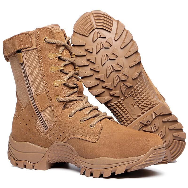 LvDun Brown Cowhide High-Top Combat Boots 42