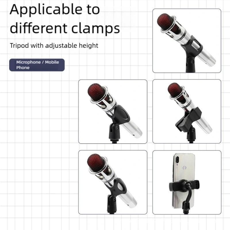Solid Metal Tripod Desktop Microphone Stand With Adjustable Height 22-27cm For Streaming Podcasting And Live Broadcasting