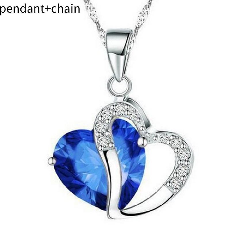 

Zircon Shaped Heart Necklace Collarbone Chain For Women Pendant Trendy Wedding королевский синий
