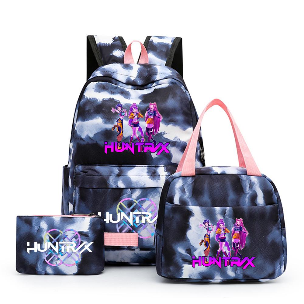 3Pcs/set Cartoon Printed Backpack with Lunch Bag Pencil Case for Teenager Girl Boy Large Capacity Waterproof Bookbag Gift Mochila