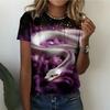 Modisches Damen Rundhals Kurzarm 3D Tier Farbdruck Tier Kurzarm Rundhals T-Shirt