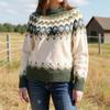 Ladies' Fashion Sweater, Round Neck,Loose Pullover Long-sleeved Knitted Sweater
