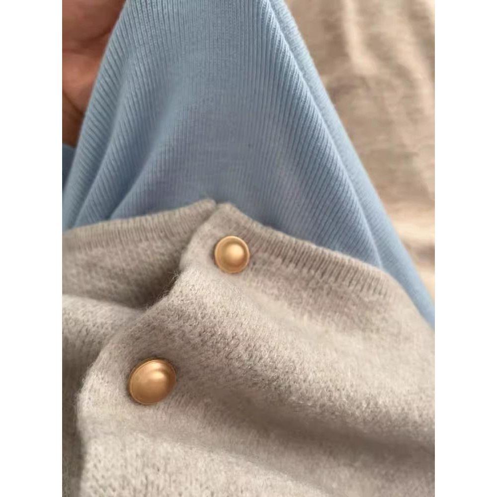 Women's Unique Blue Knit Sweater Top - Autumn/Winter 2026, Brightens Skin, Super Stylish