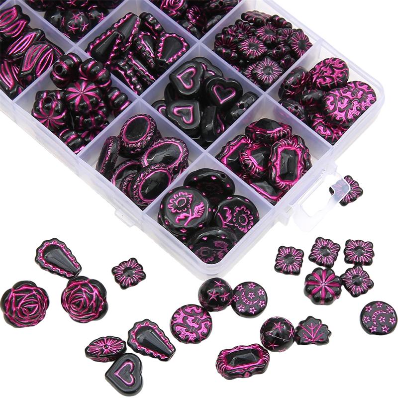 Acrylic Exquisite Gold Painted Beads Tulip Flower Heart Angel Styles Charms Beads for Necklace Bracelet Earring DIY Jewelry Craft Making