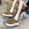Leather retro little white shoes women's autumn new versatile thick-soled heightening casual shoes muffin sneakers board shoes