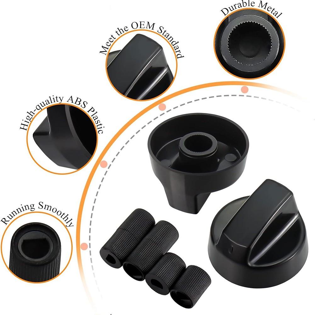 Set of 4 Switch Knobs for Oven and Stove Replacement Fits For 6mm 8mm Shafts
