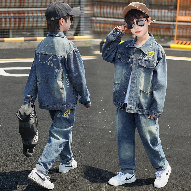Stilvolles 2025 Jungen-Denim-Zweiteiler-Set für Frühling und Herbst