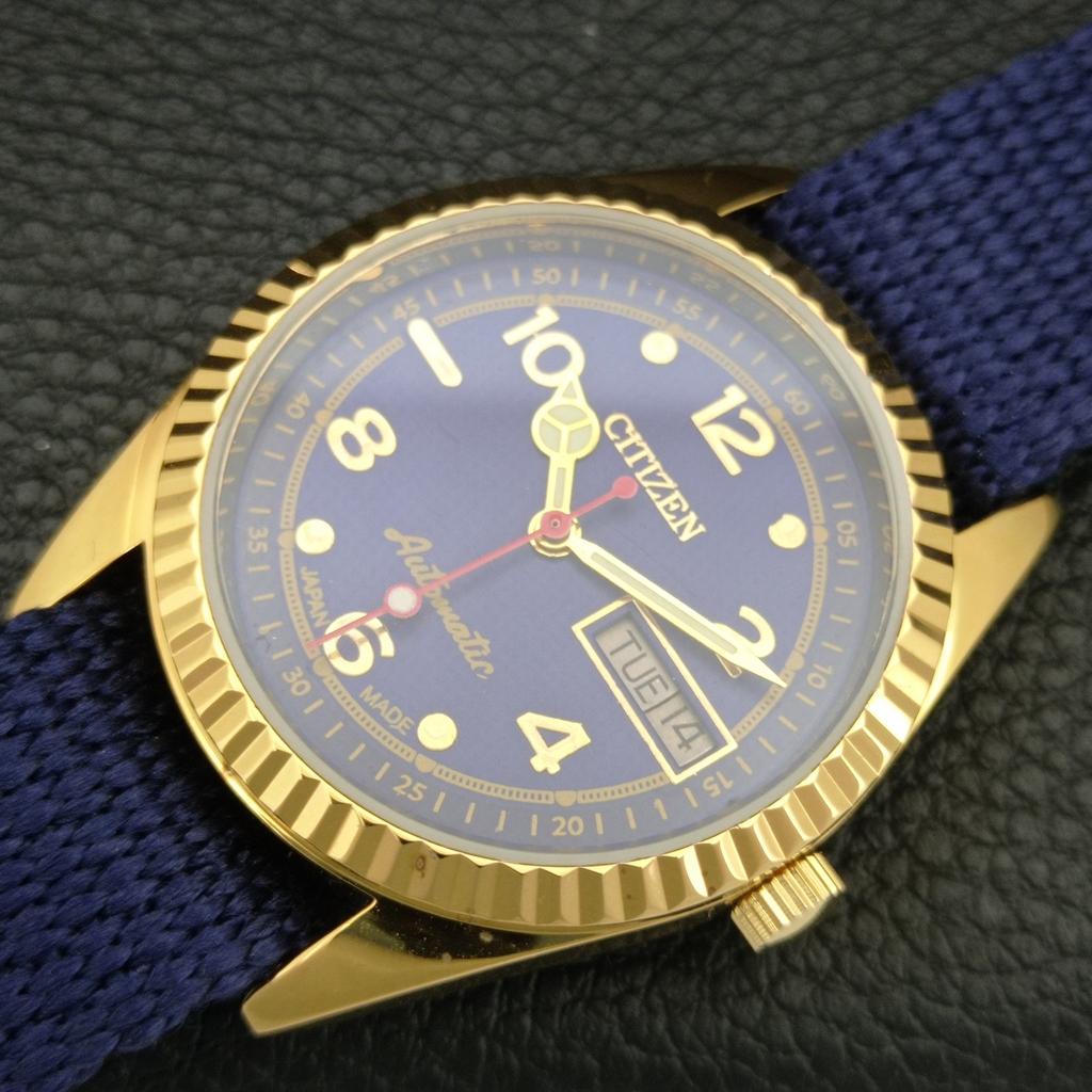 VINTAGE REFURBISHED CITIZEN AUTOMATIC 8200 JAPAN MENS BLUE DIAL WATCH a445351-1