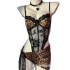 Sex Underwear Sexy Belt Steel Rim Leopard Print Onesie Uniform Pure Desire Flirting Pajama Set