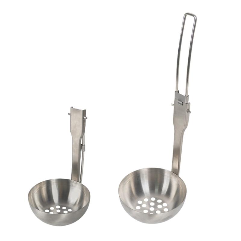 Outdoor Camping Colander/Soup Ladle Stainless Steel Tableware Foldable Spoon