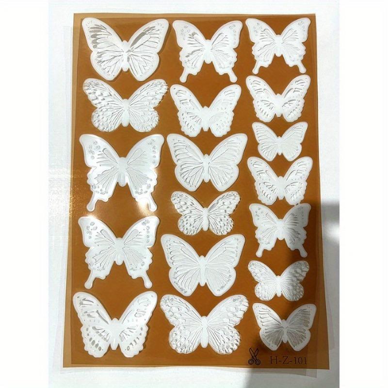 2set 3D Simulation Black and White Plastic Butterfly Wall Sticker Double-sided Tape Bedroom Living Room Wall Sticker
