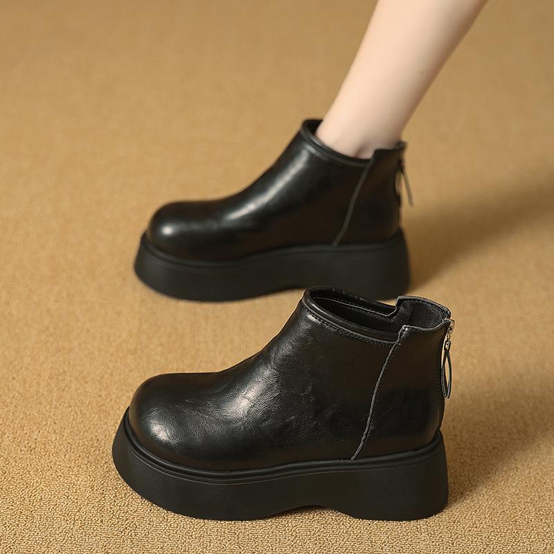 2025 The Zipper At The Back of The Round-toed Ankle Boots Is Suitable for Comfortable Footwear for Both Daily Casual Commuters