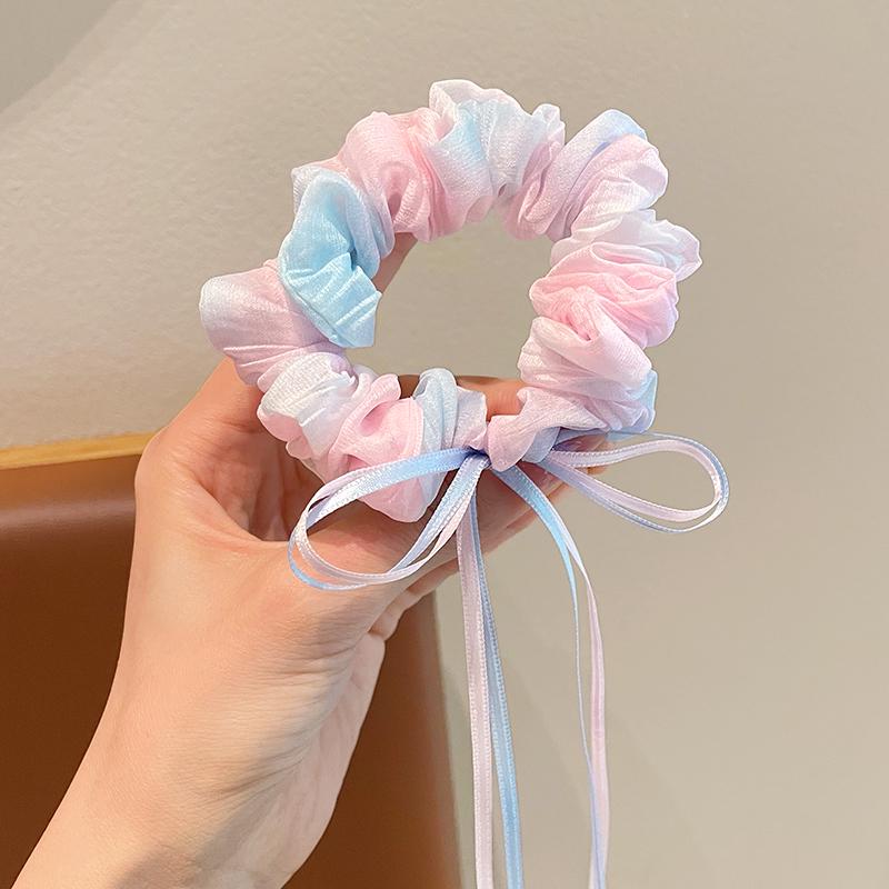 

Korean Style Girls Ribbon Scrunchie: 2025 New Flower Hair Tie for Children
