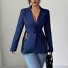 2026 Spring/Autumn Color Block Lace Waist Slimming A-line Women's Suit Jacket