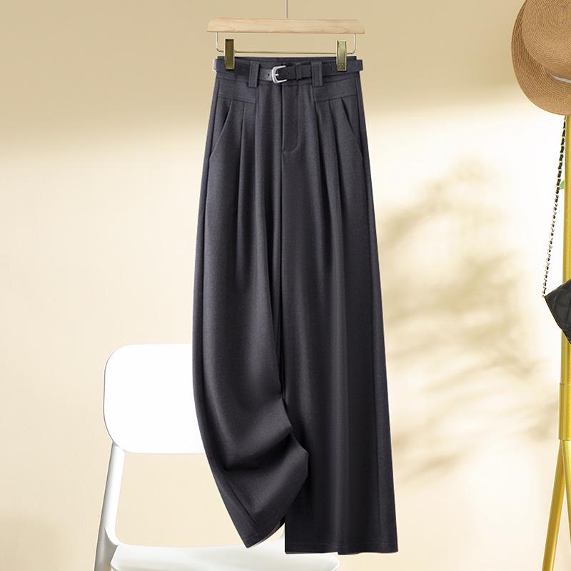 Women's Spring/Autumn Wide-Leg Drape Pants - Small Size, Straight Casual Design