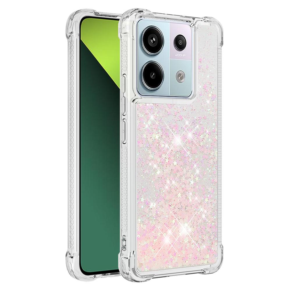 

For Xiaomi Redmi Note 13 Pro 5G/Poco X6 5G TPU Case Glitter Quicksand Shockproof Phone Back Cover Pink/Pentagram