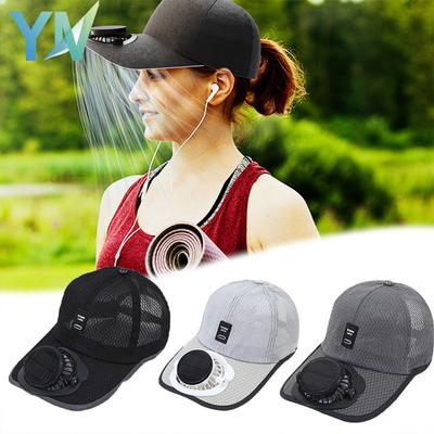 Solar Powered Cap with Fan Summer Breathable Mesh Sun Protection Outdoor Baseball Hat for Men USB Rechargeable Cooling Headwear