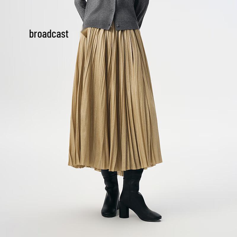 Broadcast Pleated A-Line Midi Skirt