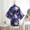 Comfortable Homewear Summer Imitation Silk Lace Floral Floral Robe Short Kimono Bathrobe Cardigan Robe Fashion Temperament Elegant