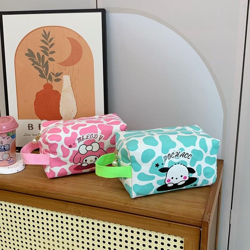 Cinnamoroll Kuromi Melody Print Nylon Travel Makeup Bag With Breathable Design For Unisex Use