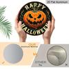 2D Flat Aluminum Decorative Plaques and Ornaments Sign, Round Metal Halloween Sign with Spiral Stem Jack Pumpkin, Distressed Rustic Wall Hanging